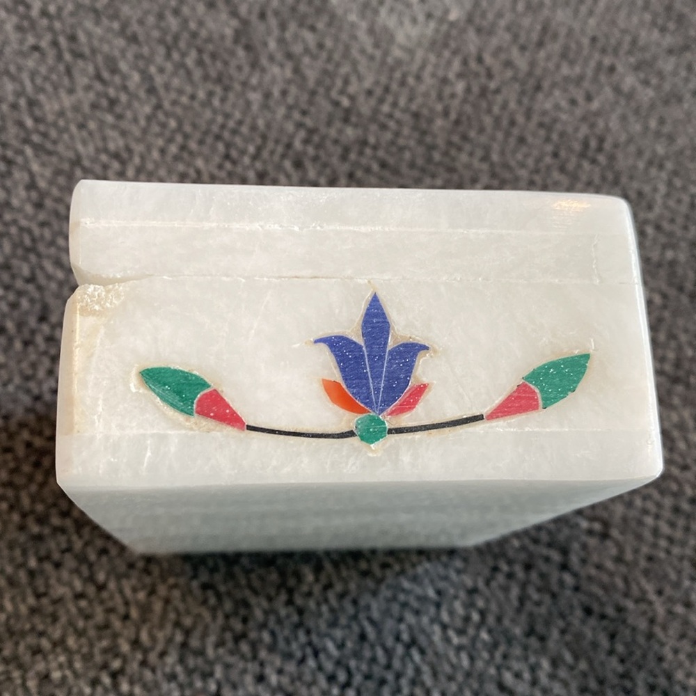 Colorful Floral Inlay Jewelry Box - Picture 4 of 10